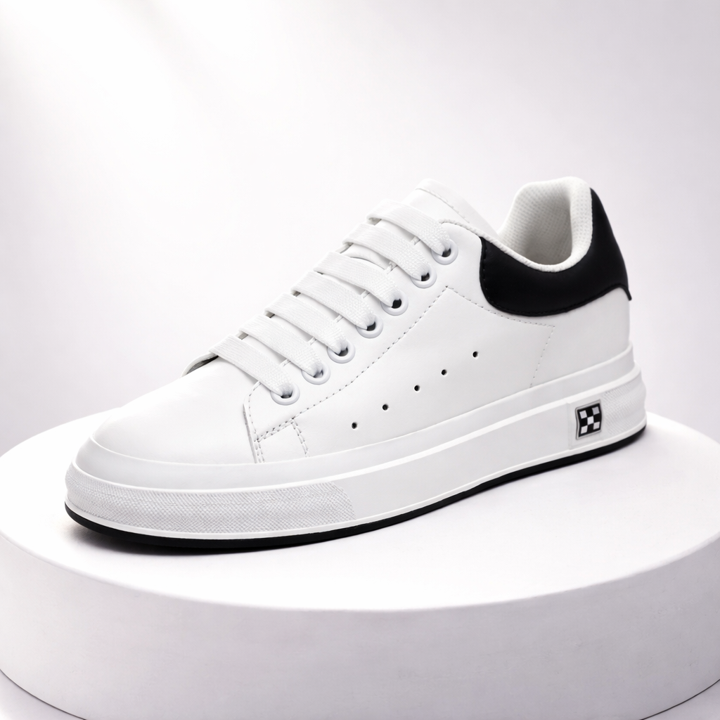 Zapatillas deportivas con alza para hombre +6 cm | Blanco y negro | Tallas 37-46