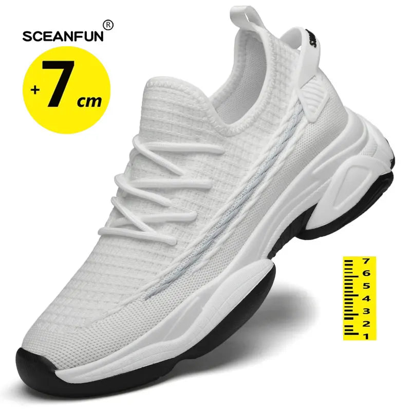 Zapatillas de deporte con suela gruesa para hombre, calzado deportivo de malla con elevador de 7cm, Tenis masculinos de diseñador para monopatín