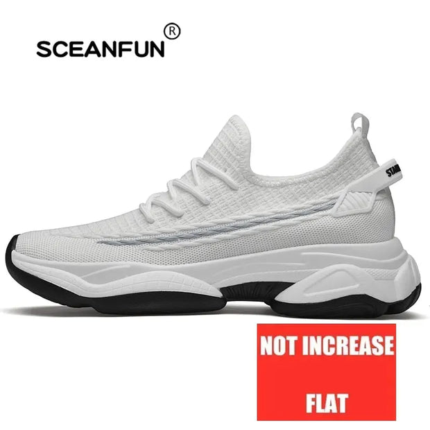 Zapatillas de deporte con suela gruesa para hombre, calzado deportivo de malla con elevador de 7cm, Tenis masculinos de diseñador para monopatín
