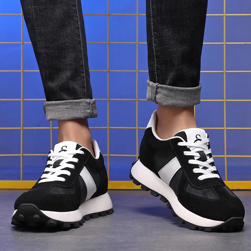 Zapatillas con alza para hombre | Casual con cordones | Ante de Vaca