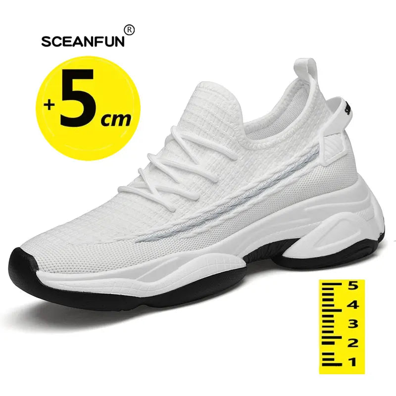 Zapatillas de deporte con suela gruesa para hombre, calzado deportivo de malla con elevador de 7cm, Tenis masculinos de diseñador para monopatín