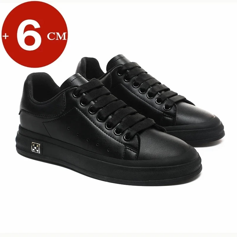 Zapatillas deportivas con alza para hombre +6 cm | Blanco y negro | Tallas 37-46