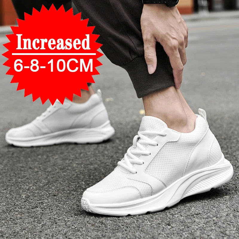Zapatos con alzas para hombre, zapatillas deportivas con aumento de altura, zapatos deportivos informales de 10cm, zapatos invisibles con aumento interior para hombre de 8cm