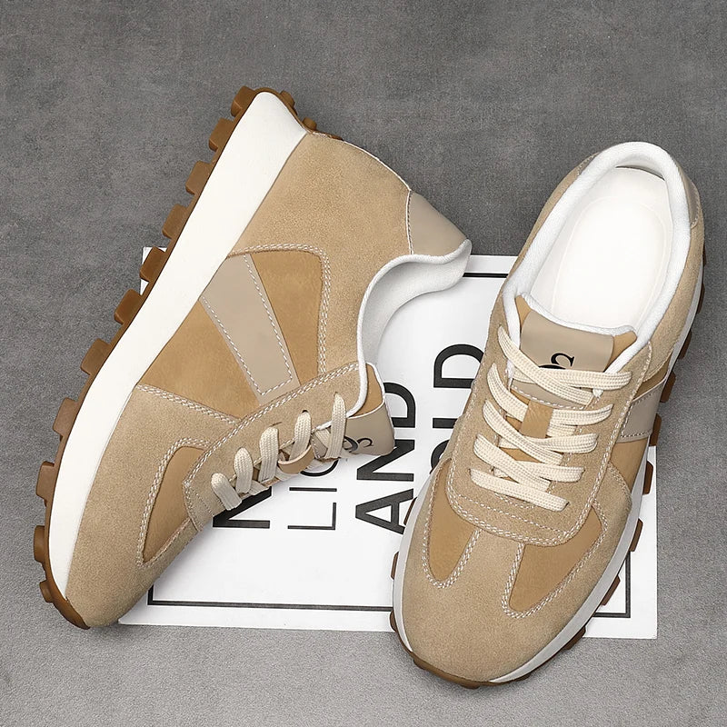 Zapatillas con alza para hombre | Casual con cordones | Ante de Vaca