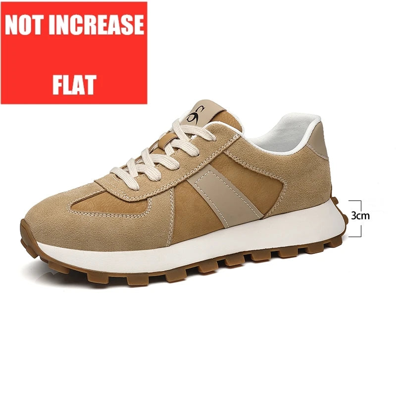 Zapatillas con alza para hombre | Casual con cordones | Ante de Vaca