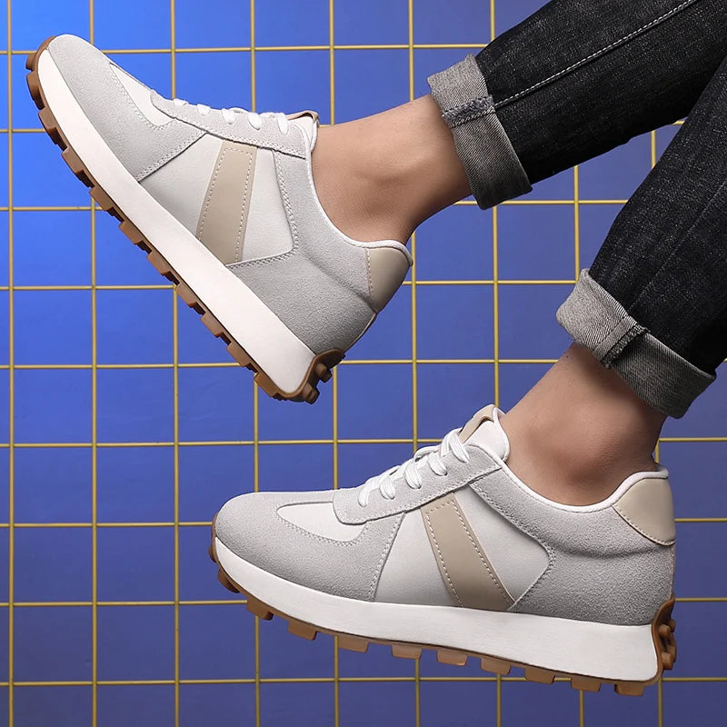 Zapatillas con alza para hombre | Casual con cordones | Ante de Vaca