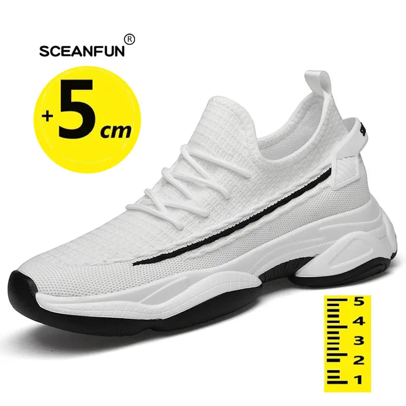 Zapatillas de deporte con suela gruesa para hombre, calzado deportivo de malla con elevador de 7cm, Tenis masculinos de diseñador para monopatín