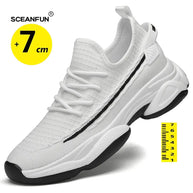 Zapatillas de deporte con suela gruesa para hombre, calzado deportivo de malla con elevador de 7cm, Tenis masculinos de diseñador para monopatín