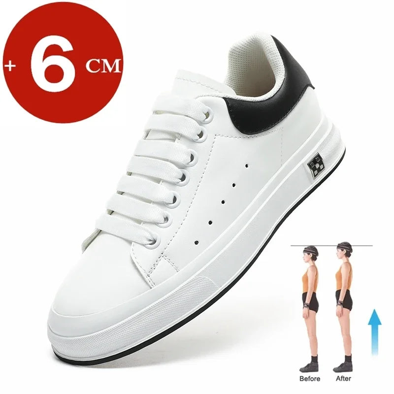 Zapatillas deportivas con alza para hombre +6 cm | Blanco y negro | Tallas 37-46
