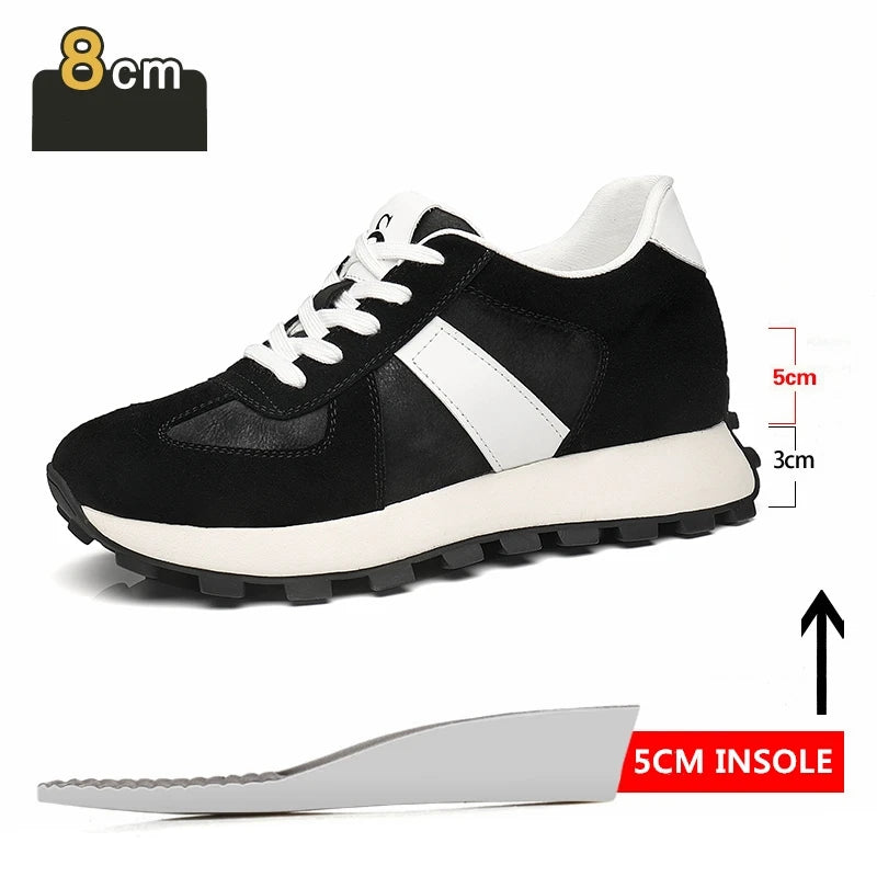 Zapatillas con alza para hombre | Casual con cordones | Ante de Vaca