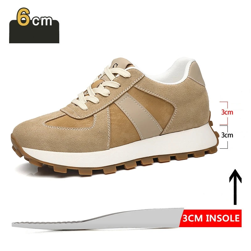 Zapatillas con alza para hombre | Casual con cordones | Ante de Vaca