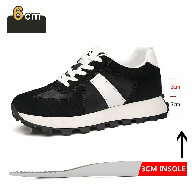 Zapatillas con alza para hombre | Casual con cordones | Ante de Vaca