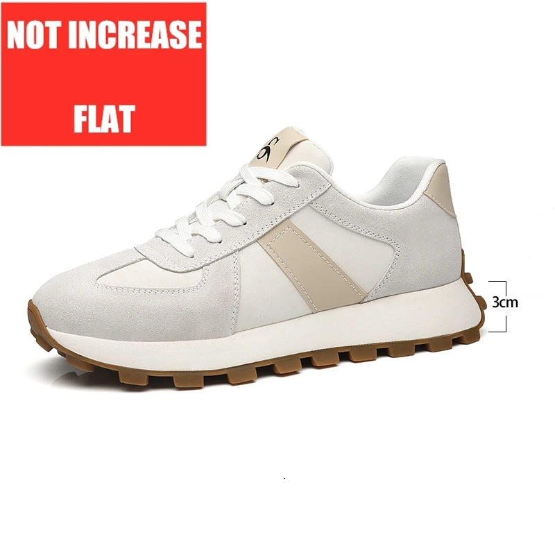 Zapatillas con alza para hombre | Casual con cordones | Ante de Vaca