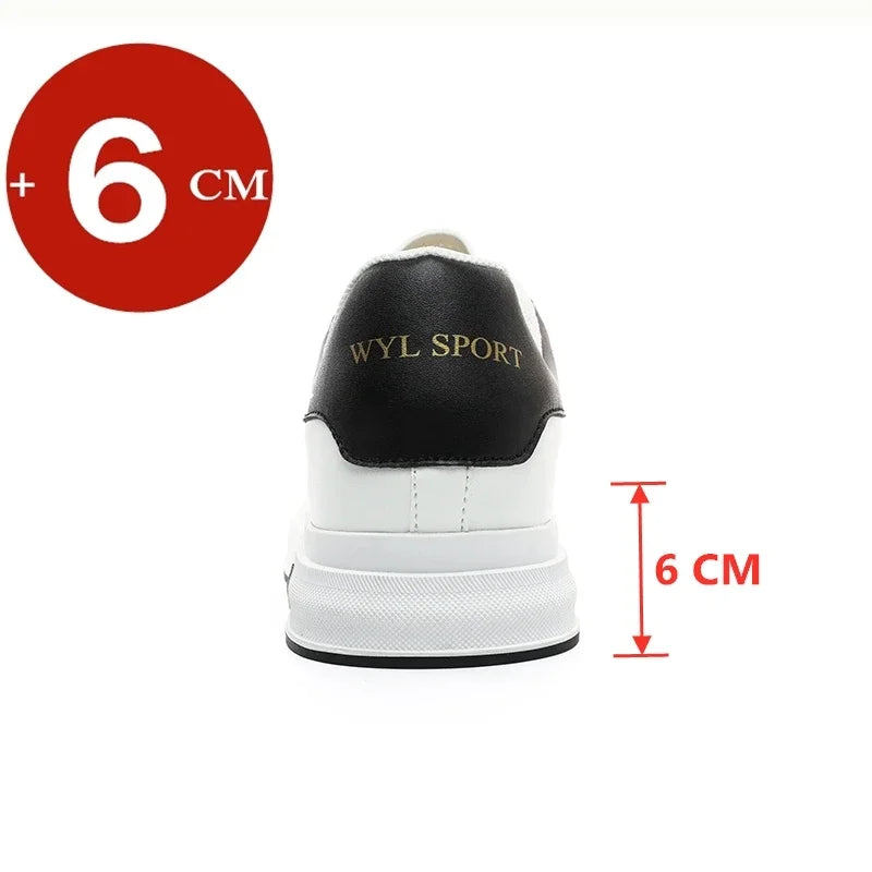 Zapatillas deportivas con alza para hombre +6 cm | Blanco y negro | Tallas 37-46