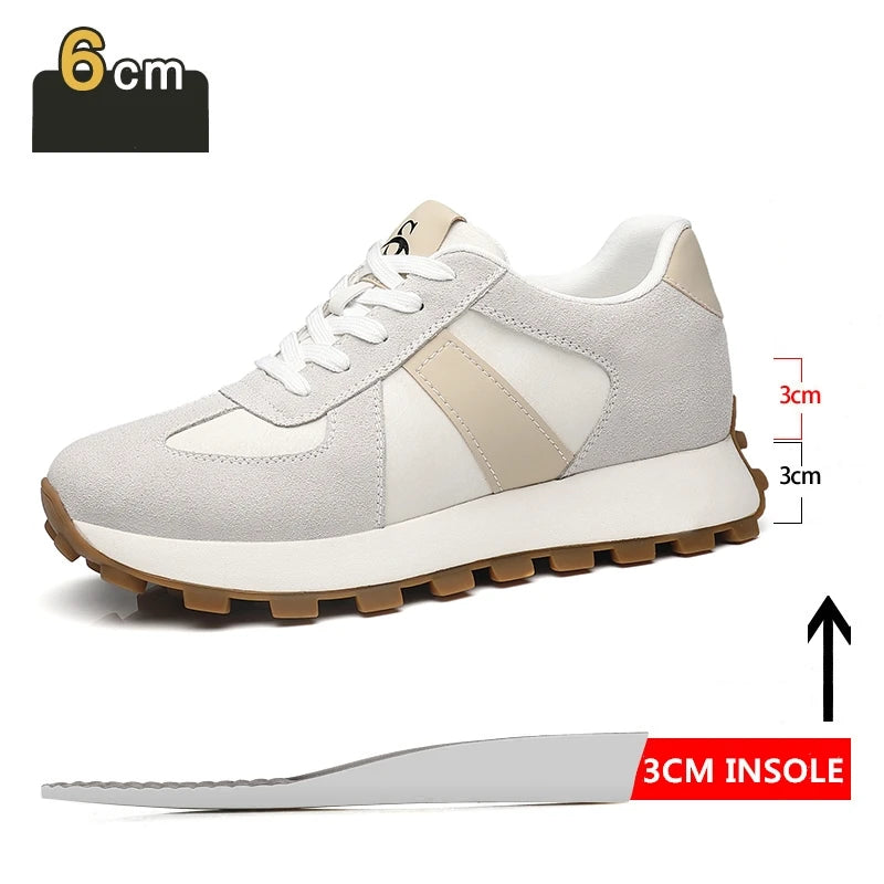 Zapatillas con alza para hombre | Casual con cordones | Ante de Vaca