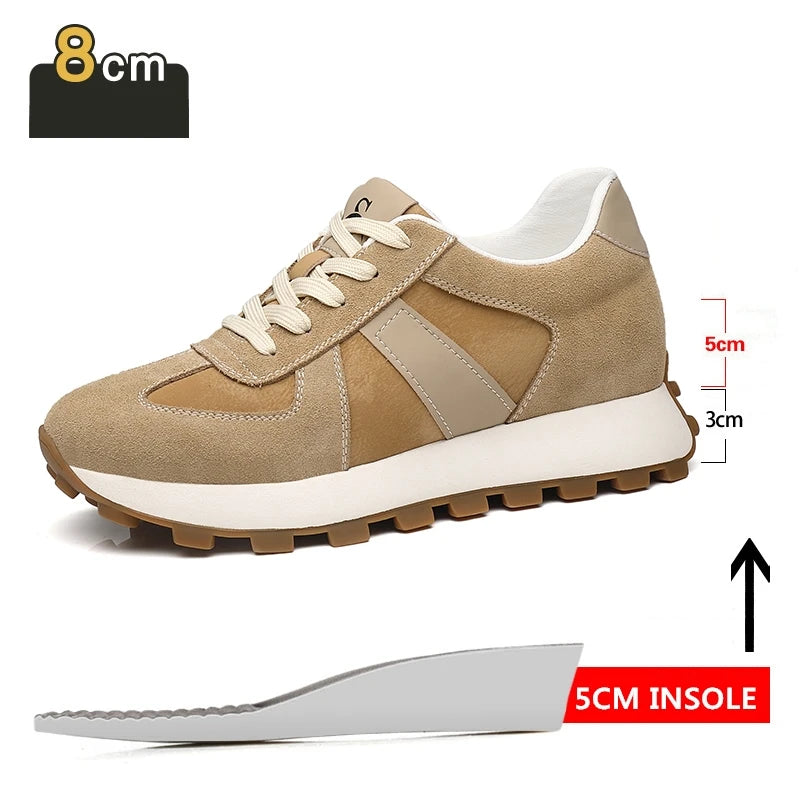 Zapatillas con alza para hombre | Casual con cordones | Ante de Vaca